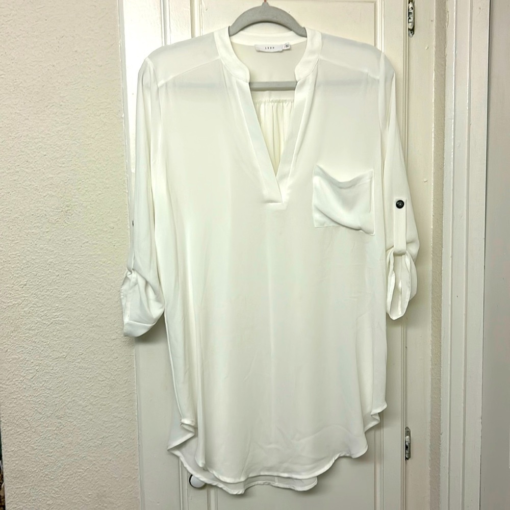 Bundle Lush Tunic Sheer Size Small black white Blouse Business Casual Work Wear - Picture 2 of 14